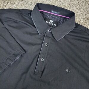 Buttercloth Icy Cotton Mens Large Solid Black Performance Stretch Polo SS